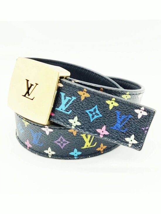 Authentic Louis Vuitton Multicolor Monogram Belt Multicolor Gold Buckle Designer main image 6